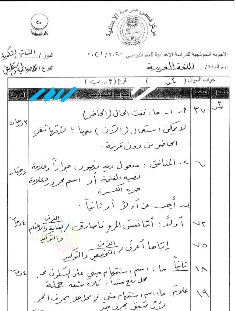 اسئلة عربي سادس علمي 2021 دور ثاني
