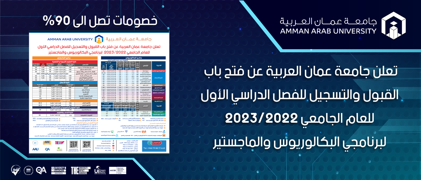 رسوم جامعة عمان العربية في الأردن 2023