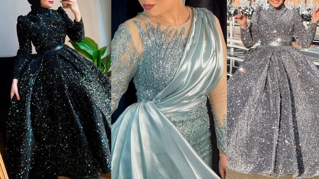 فساتين سهرة للمحجبات بسيطة للسيدات البدينات